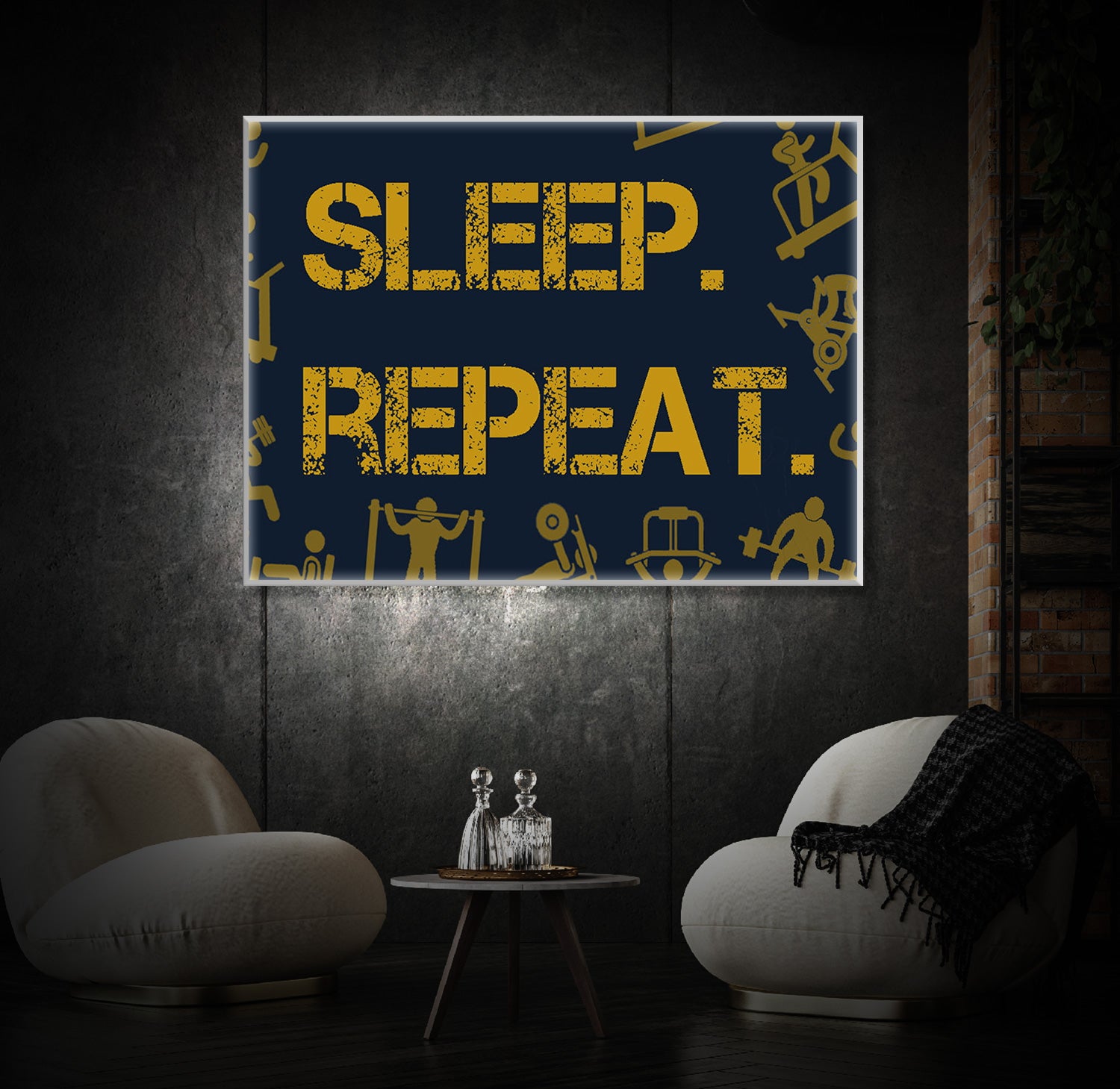 " Sleep Repeat" LED Leuchtbild