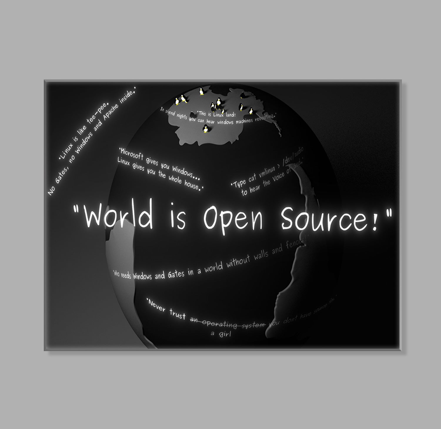 " World Is Open Source " LED Leuchtbild