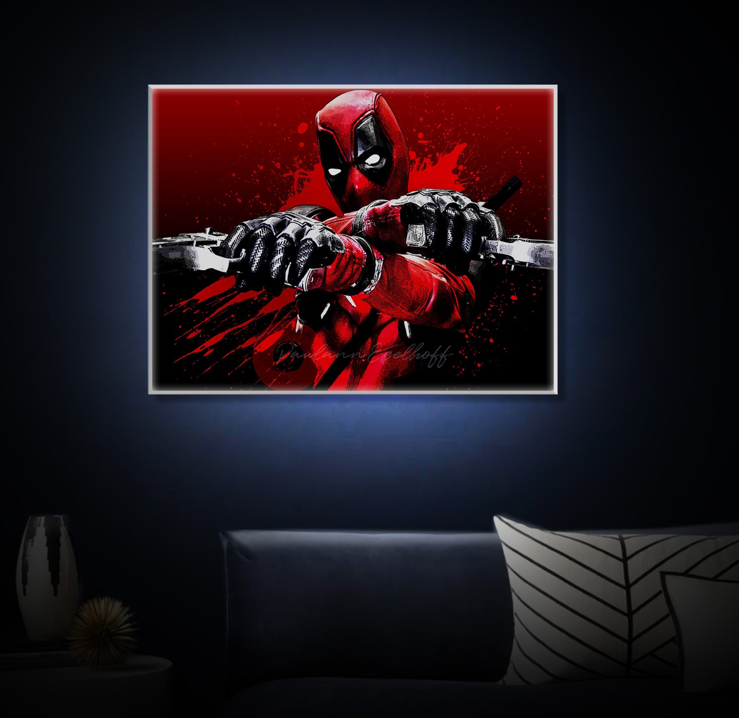 " Anime Deadpool Gun" LED Leuchtbild