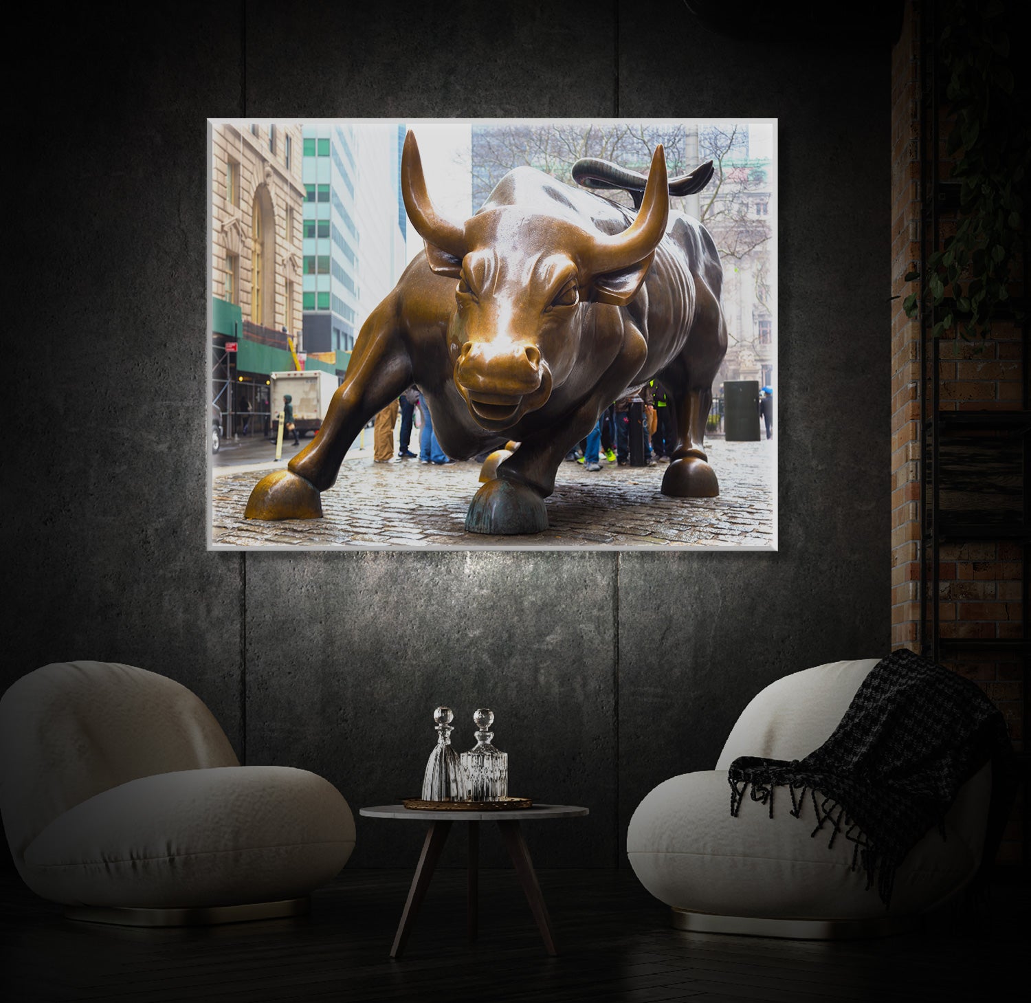 " Charging Bull Wall street Bull Bowling Art" LED Leuchtbild
