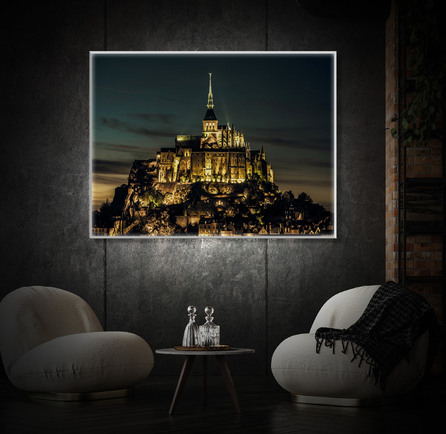 " Mont Saint Michel Castle Buildings Art" LED Leuchtbild
