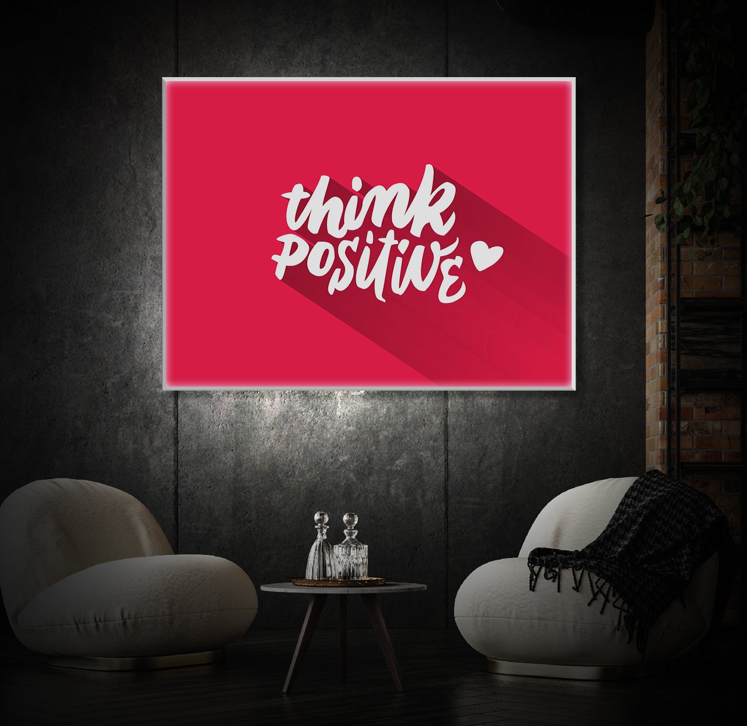 " Think Positive " LED Leuchtbild
