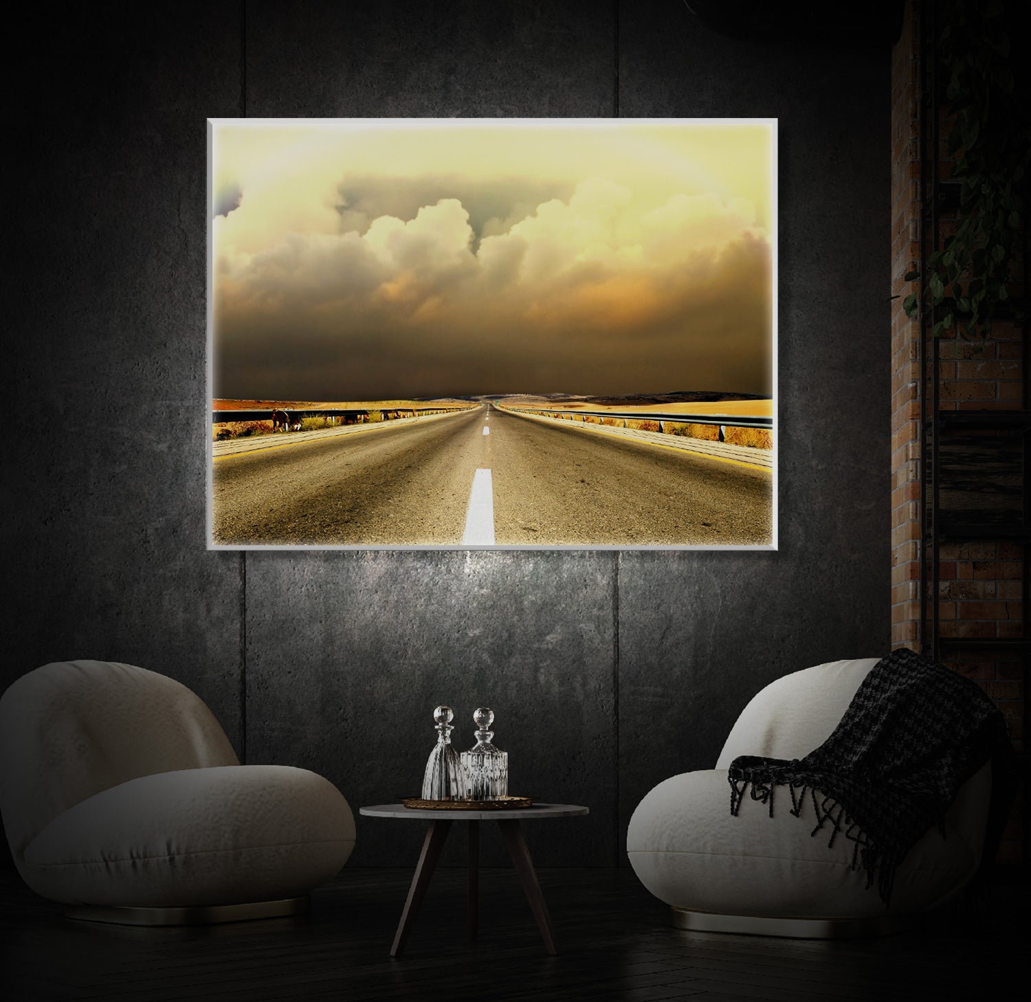 " Clouds Landscapes Highway Art" LED Leuchtbild