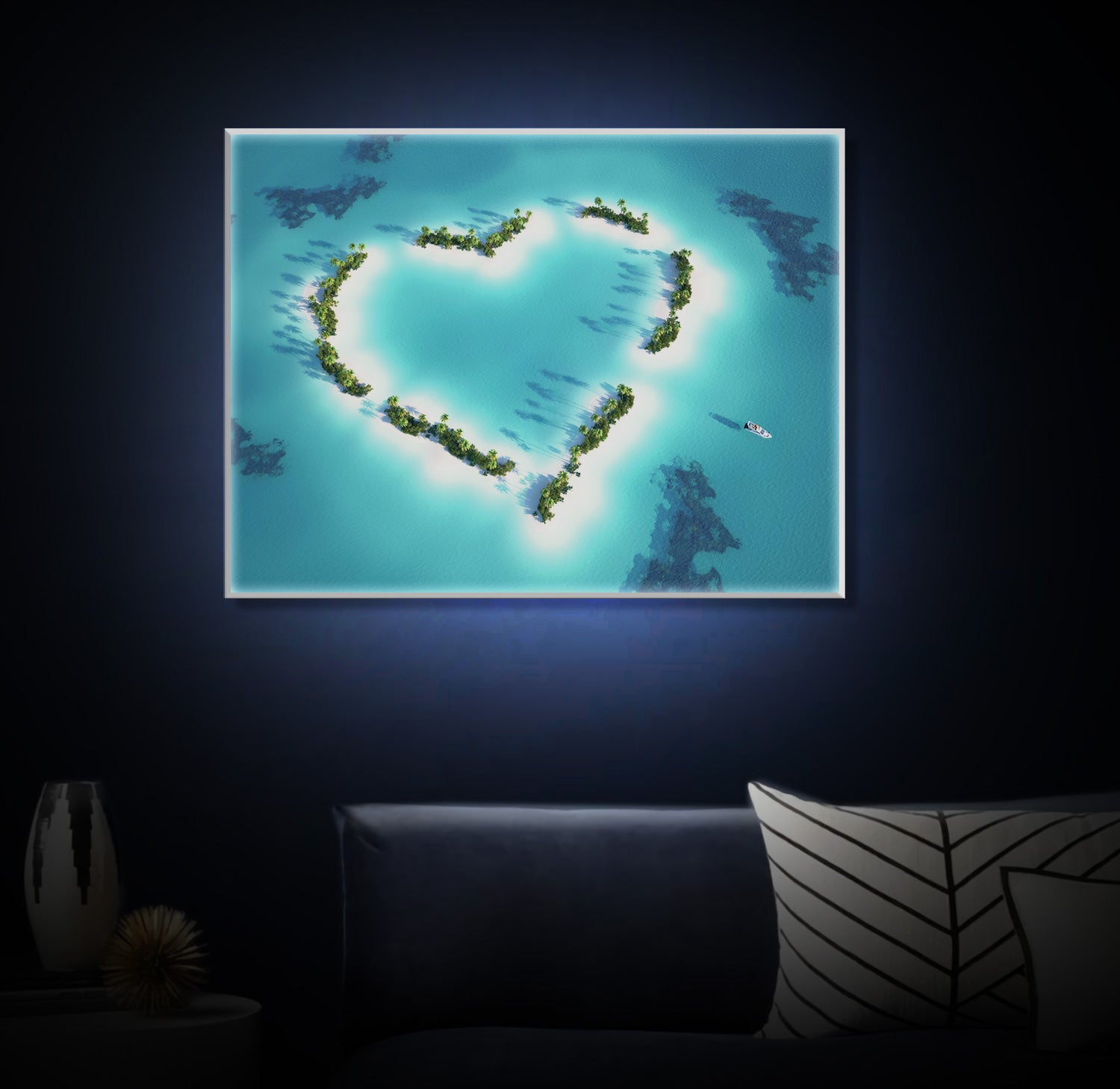 " Heart Island Love Heart Art" LED Leuchtbild