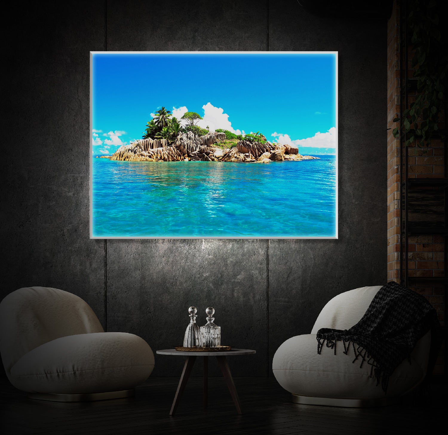 " Pierre Island Seychelles Art" LED Leuchtbild
