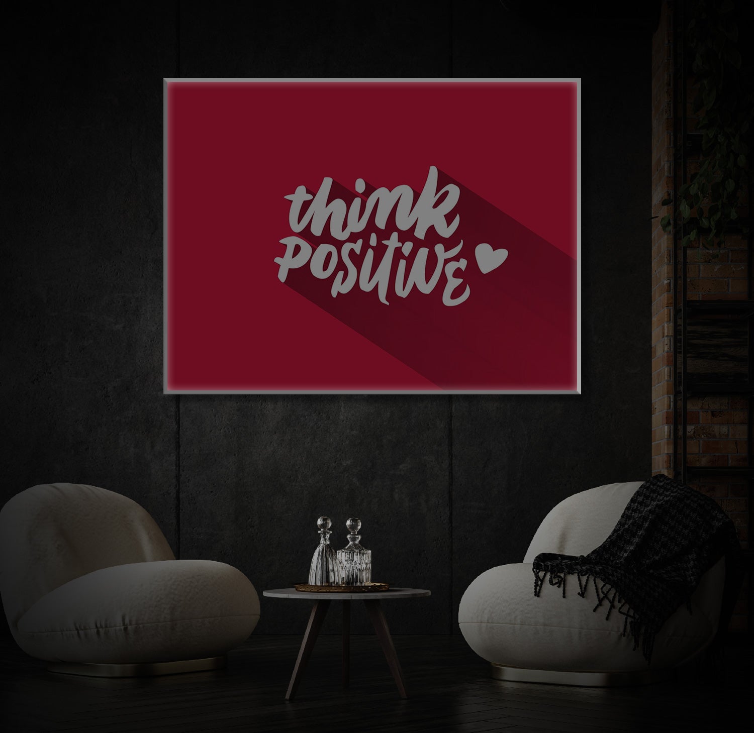 " Think Positive " LED Leuchtbild