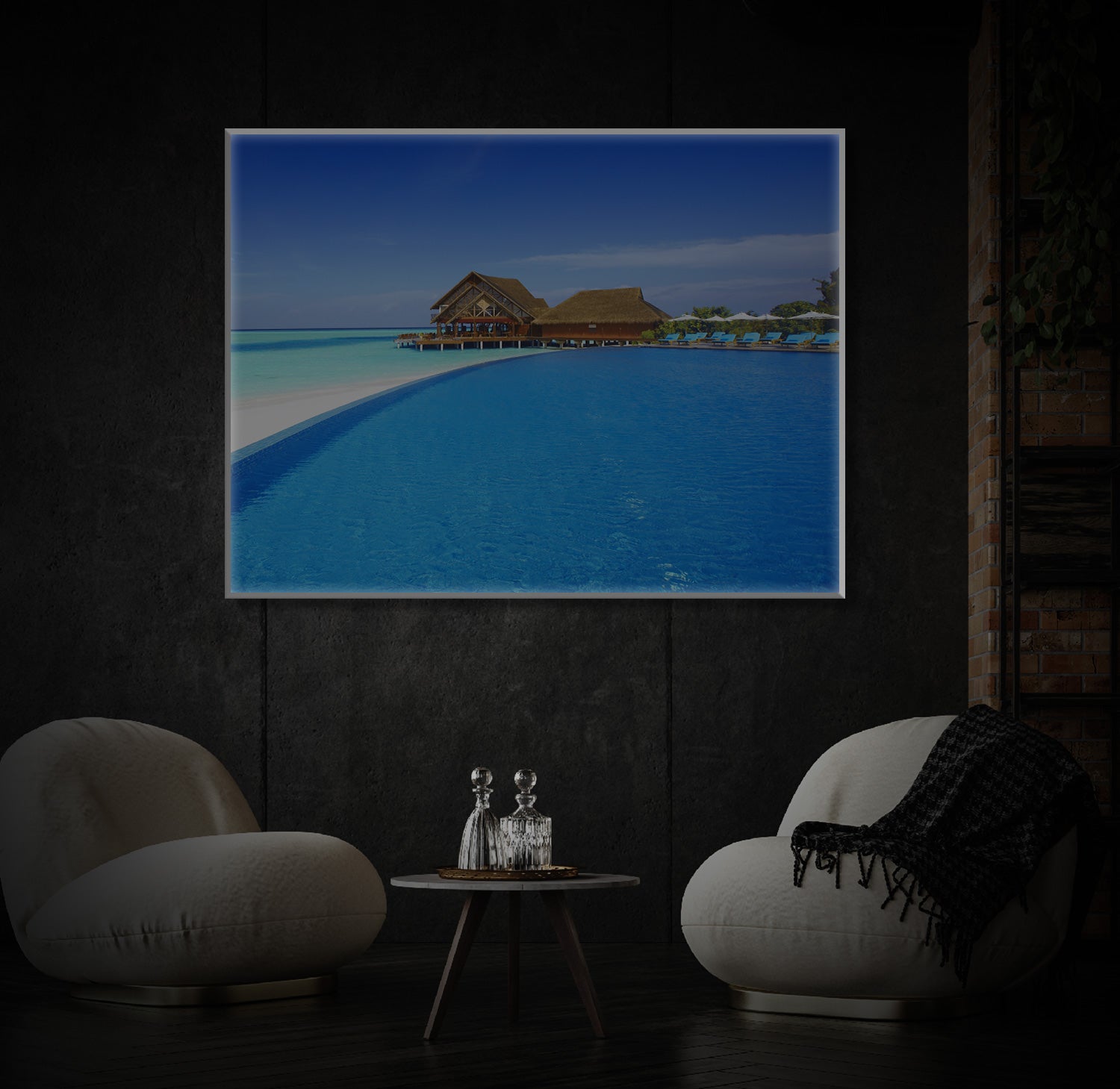 " Beach Resorts Maldives Art" LED Leuchtbild