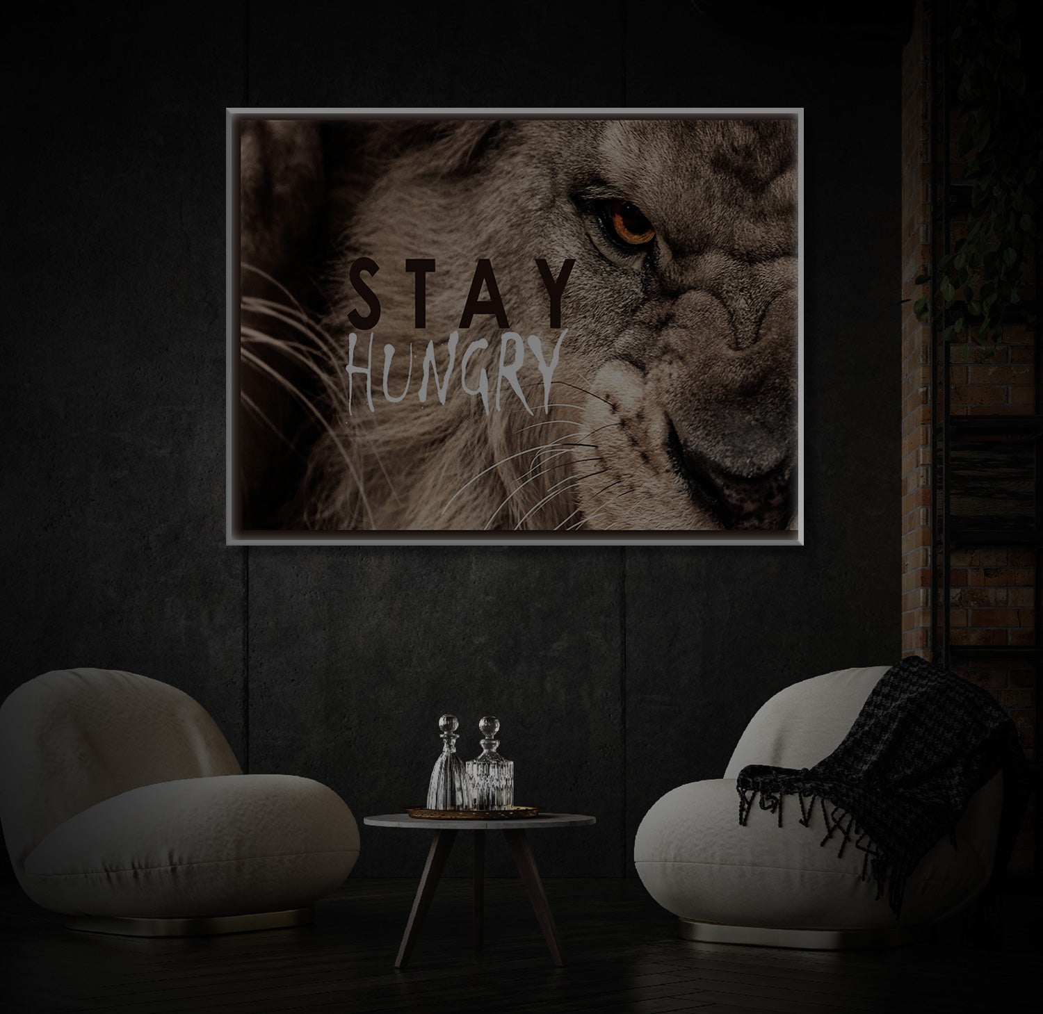 " Lion Stay Hungry" LED Leuchtschild