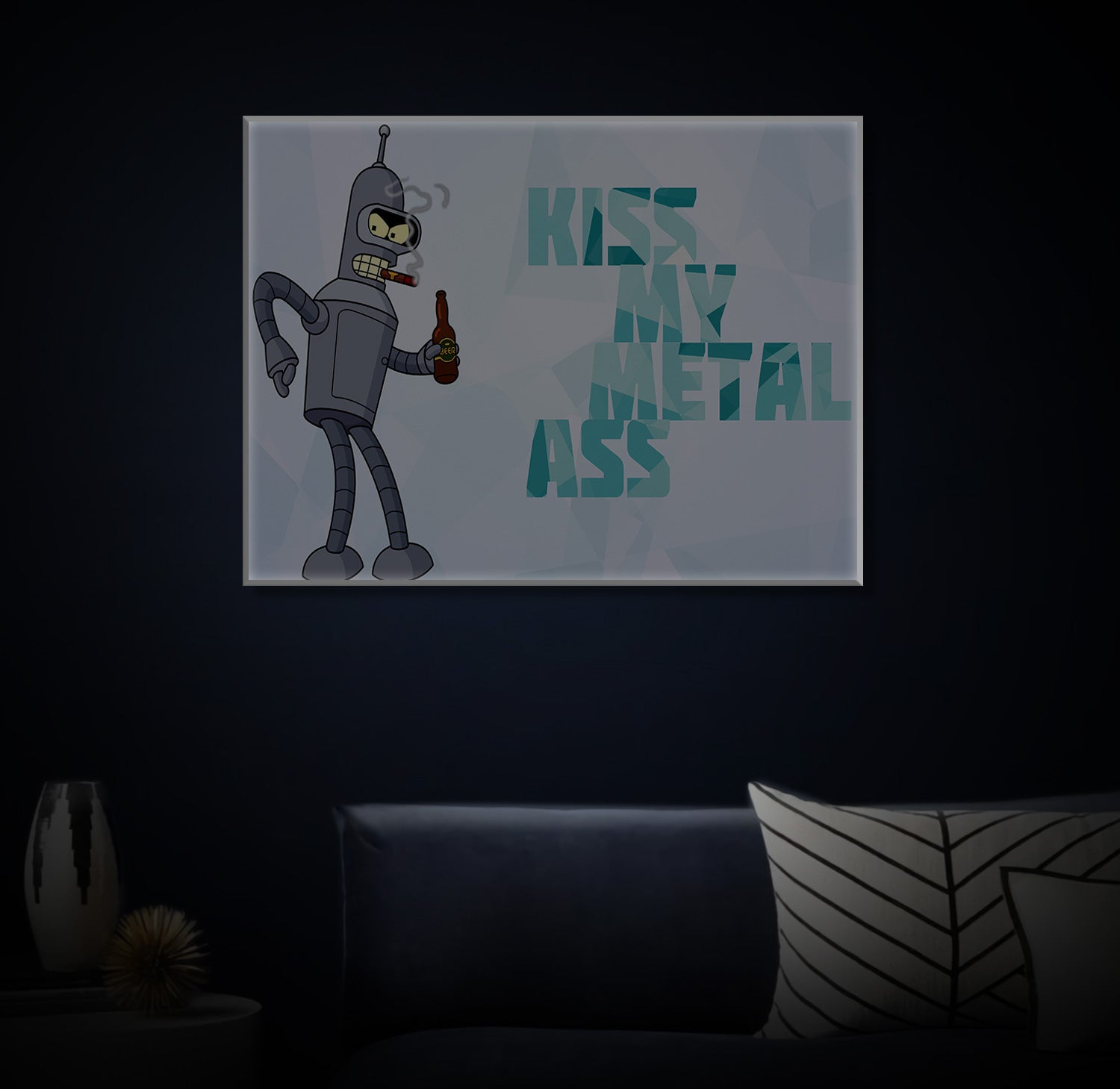" Kiss My Metal Ass Comic " LED Leuchtbild