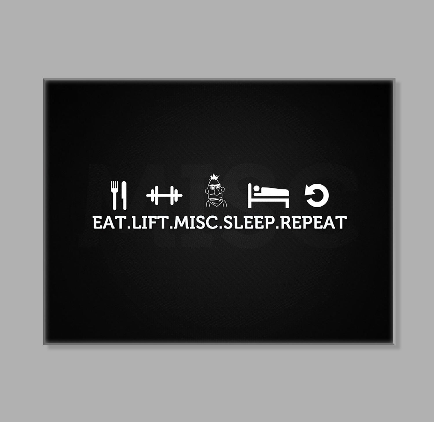 " Eat Lift Misc Sleep Repeat" LED Leuchtbild